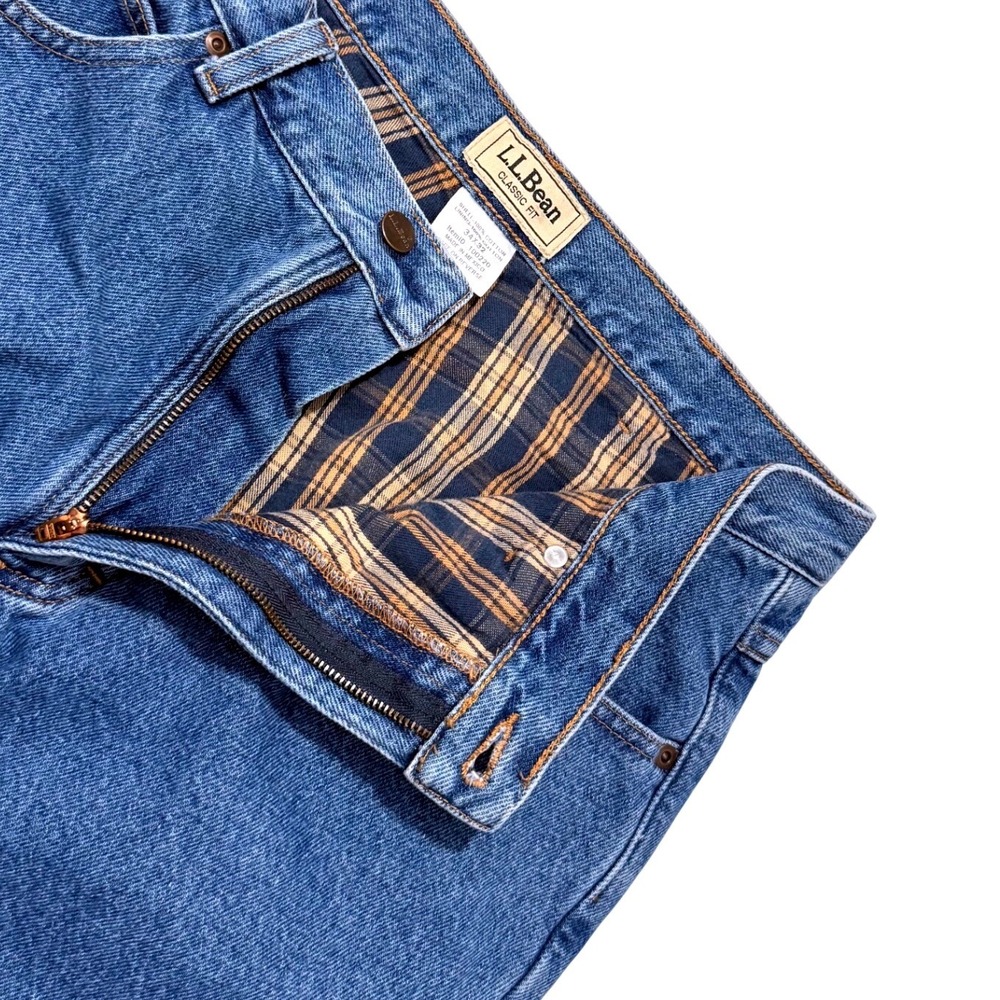 LL Bean Mens‎ Classic Fit Flannel Lined Jeans Blue Denim 34x32 - Picture 4 of 7